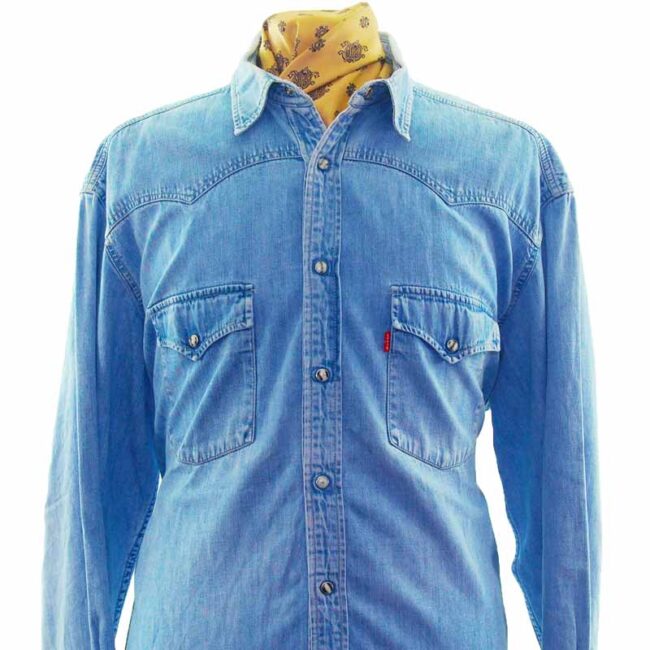 close up of Levi's Light Blue Denim Shirt