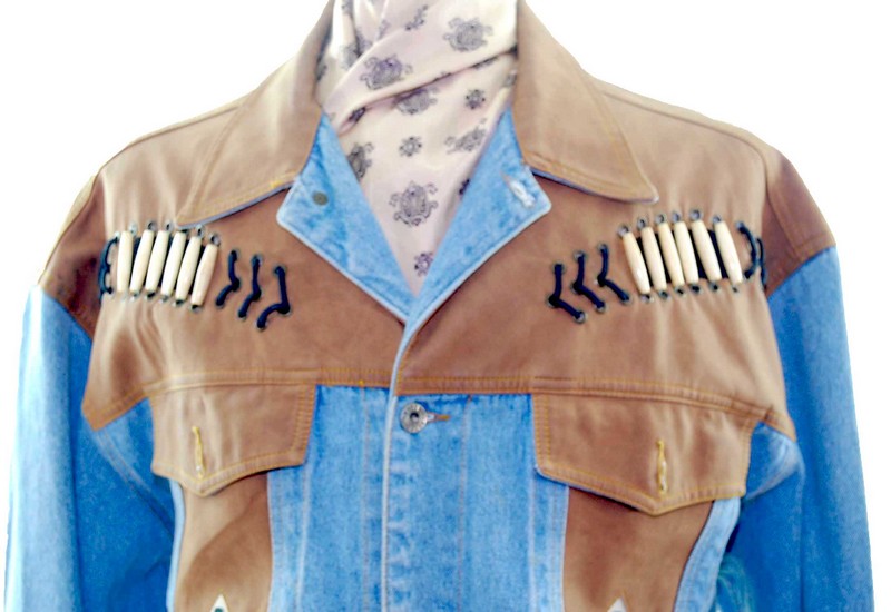 close up of Rivergold Blue Denim Southwest Jacket