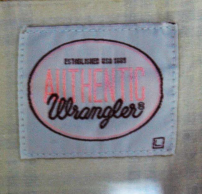 label of Authentic Wrangler Check Shirt
