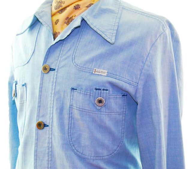 side of 70s Sedgefield Blue Safari Shirt