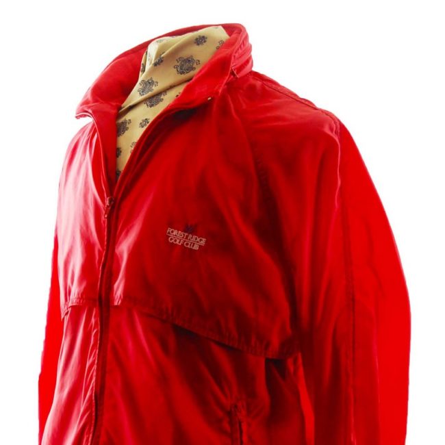 side of Bright Red Windbreaker