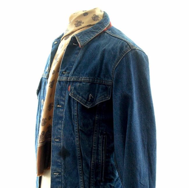 side of Vintage Dark Blue Levis Jacket