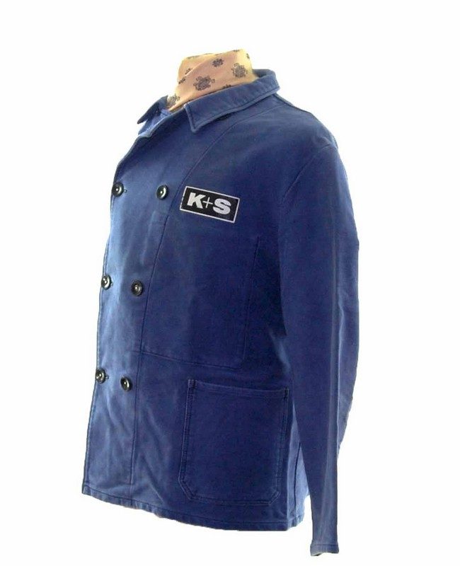 side of Vintage Moleskin Blue Work Jacket