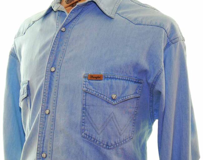 side of Wrangler Pale Blue Western Shirt