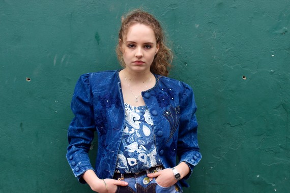 Ali wears 80s wide shouldered denim jacket from Blue17, London Ali wears 80s wide shouldered denim jacket from Blue17, London
