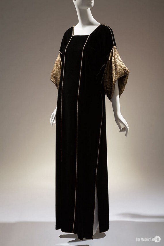 Yves Saint Laurent Rive Gauche black velvet and gold brocade evening caftan, 1978 Yves Saint Laurent Rive Gauche black velvet and gold brocade evening caftan, 1978