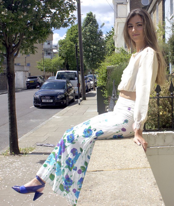 One way to wear 70s style clothing - a flowery maxi skirt with a lace-detailed blouse. One way to wear 70s style clothing - a flowery maxi skirt with a lace-detailed blouse.