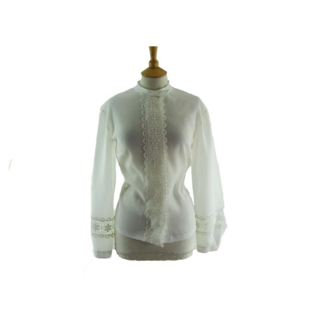 60s White Lace Cut Out Shirt  - 18