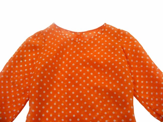 70s Sheer Orange Polka Dot Shirt - 10 - Image 2