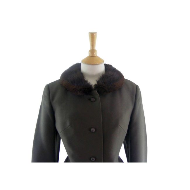 60s Fur Trim Dark Grey Jacket - 16 - Image 2