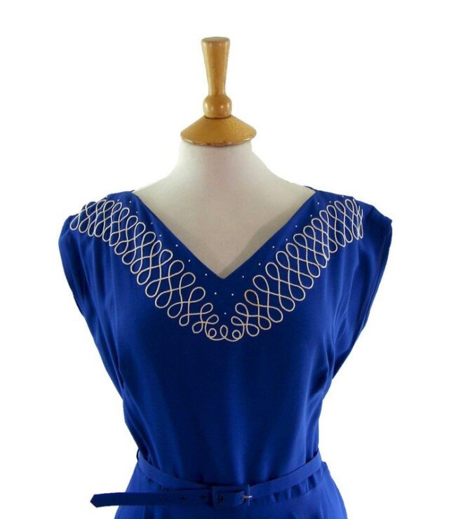 1940s Blue Evening Dress - Image 2