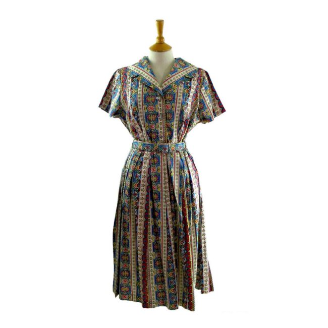 1950s Multicoloured Printed dress