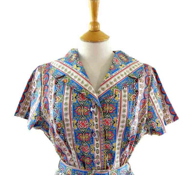 1950s Multicoloured Printed dress - Image 2