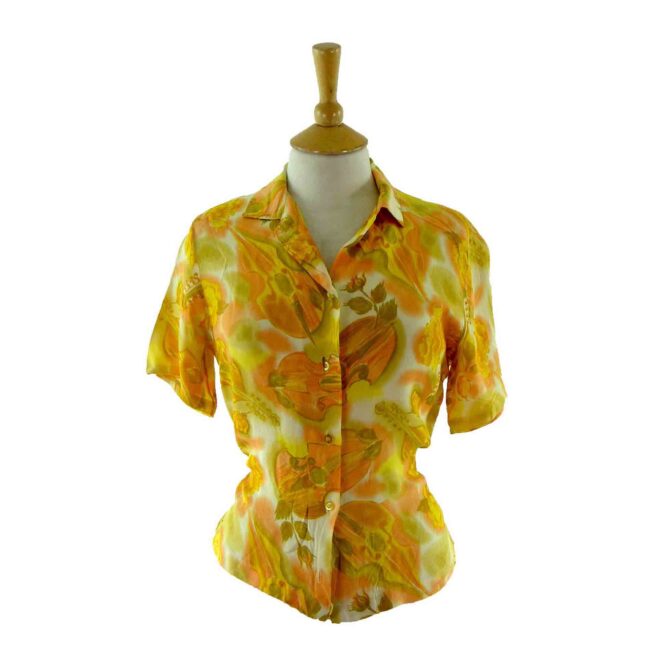 1960s Viola Print Blouse