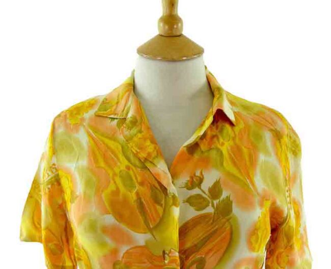 1960s Viola Print Blouse - Image 2