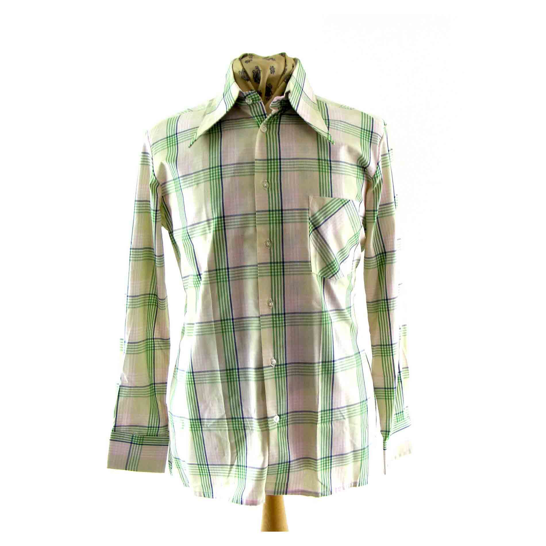 1970s Checked shirt - Blue 17 Vintage Clothing