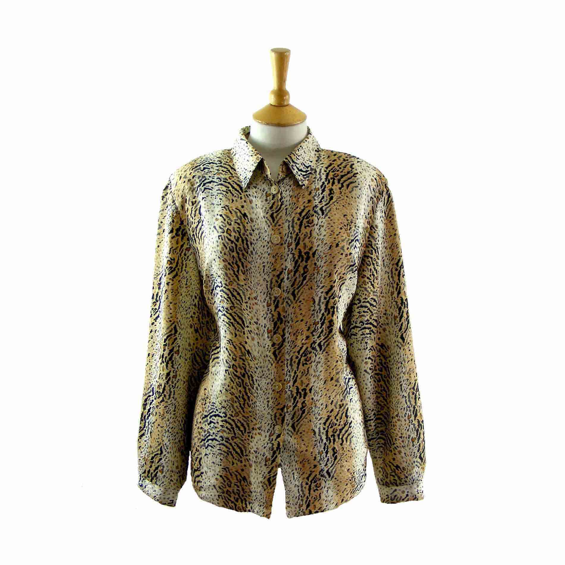 1990s animal print blouse
