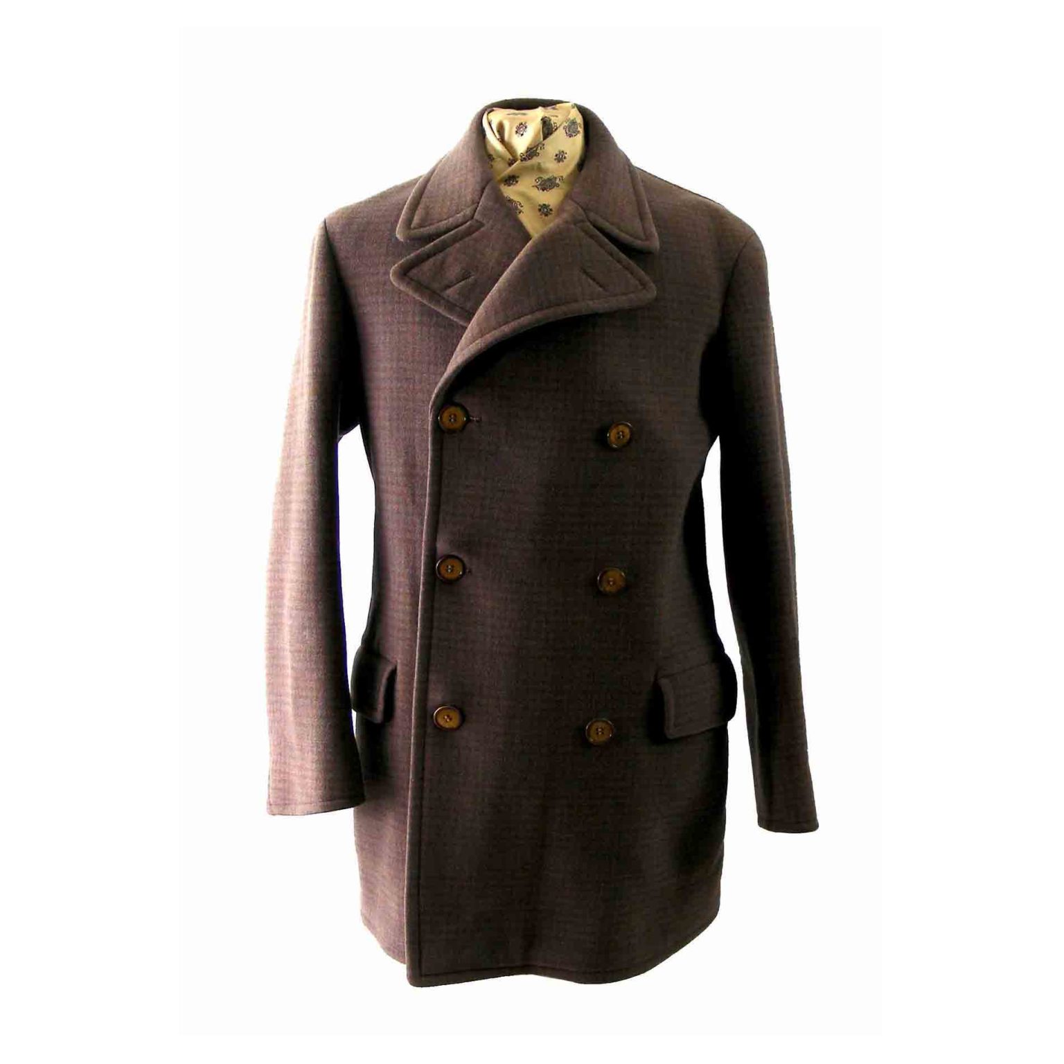 40s Brown Mens Pea coat - Blue 17 Vintage Clothing