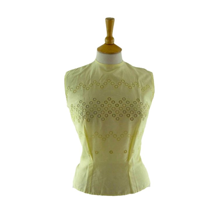 50s Button Up Yellow Cotton Blouse.
