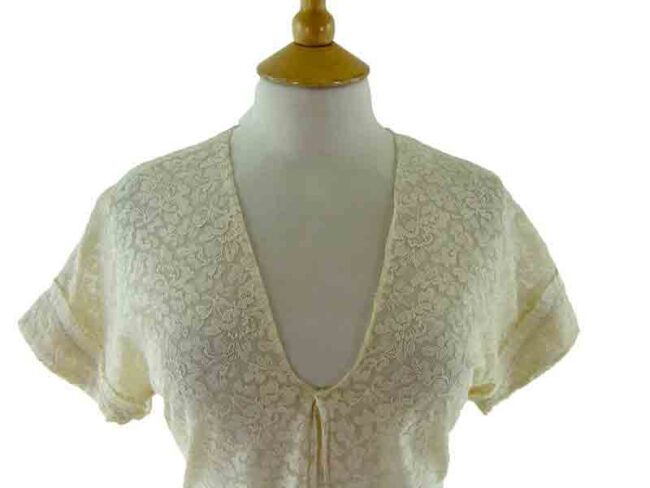 50s Cream Lace Blouse - Image 2