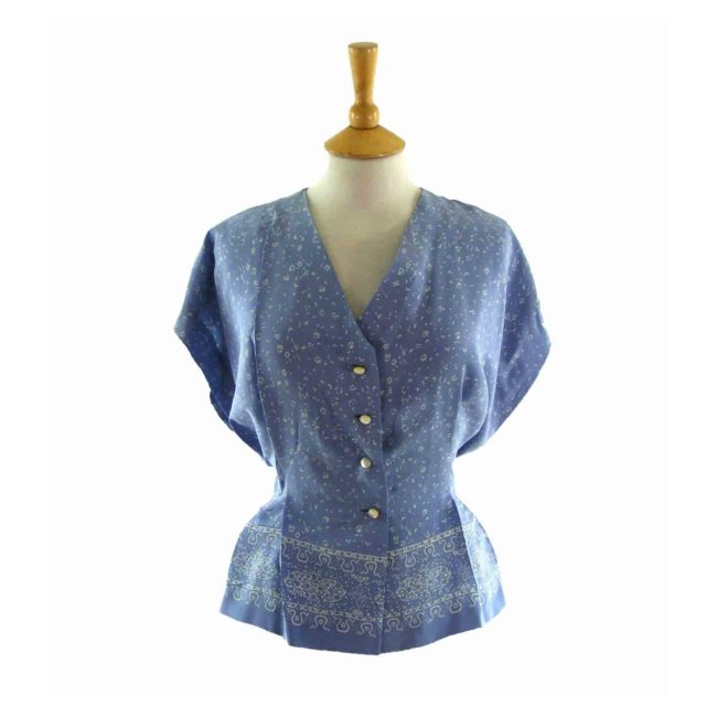 50s Lilac Printed Blouse