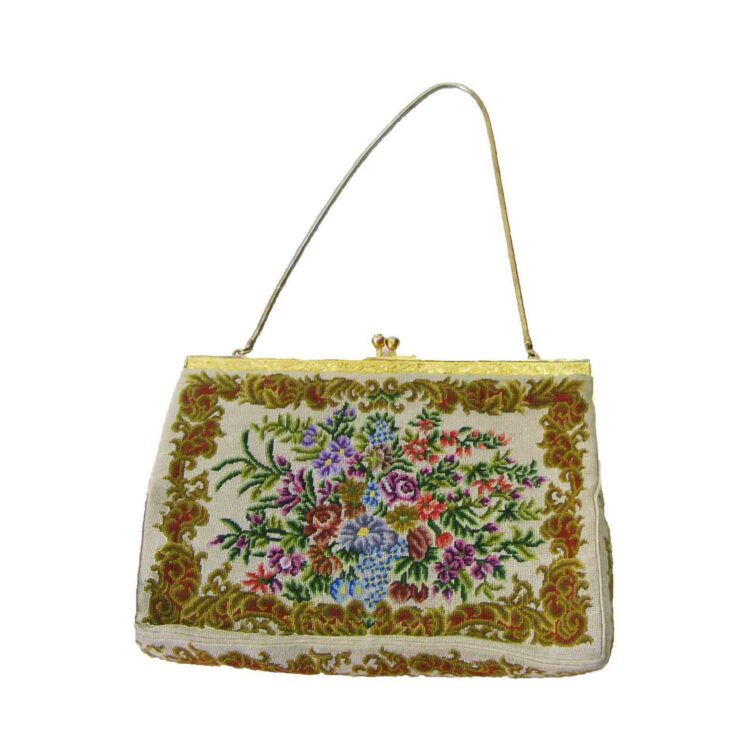 50s Multicolored Floral Tapestry Bag
