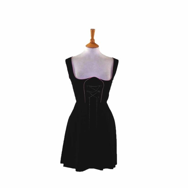 60s Austrian Black Cotton Dirndl Dress - 10
