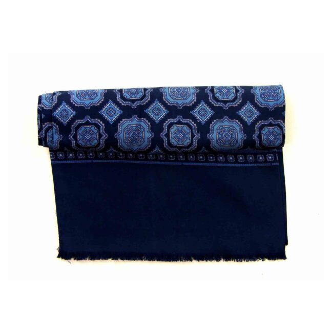 60s Blue Silk Printed Scarf