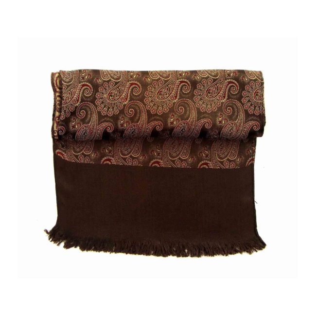 60s Brown Embossed Paisley Print Scarf