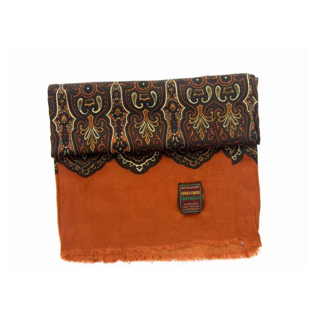 60s Brown Geometric Print Scarf