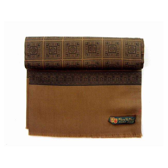 60s Brown Squares Print Silk Scarf