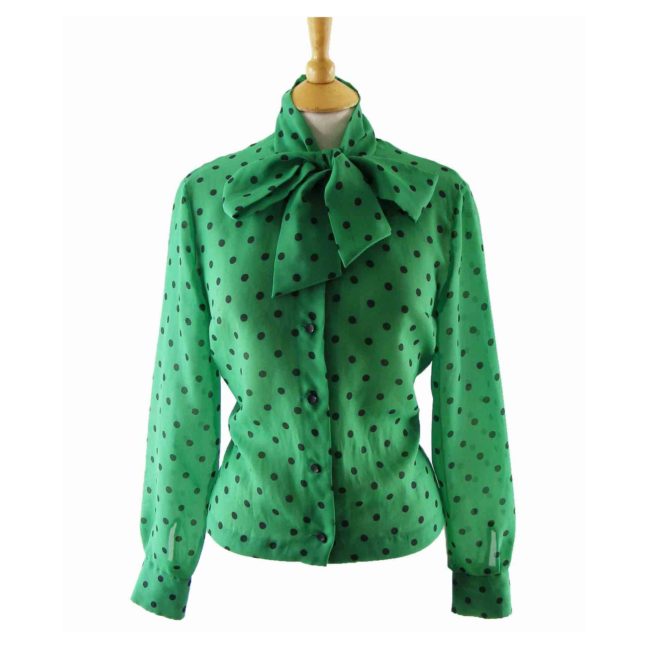 60s-Green-Polka-Dot-Pussy-Bow-Blouse