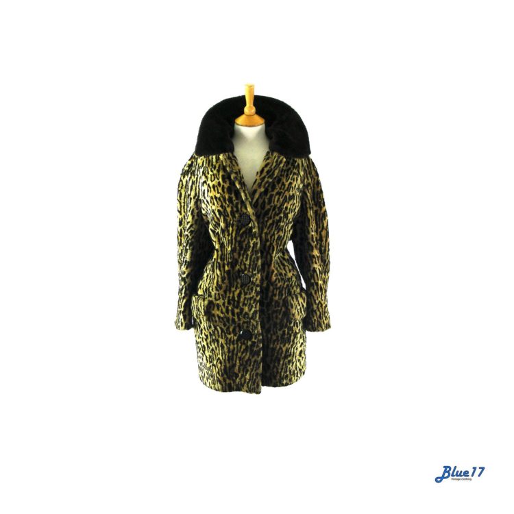 60s Leopard print faux fur coat