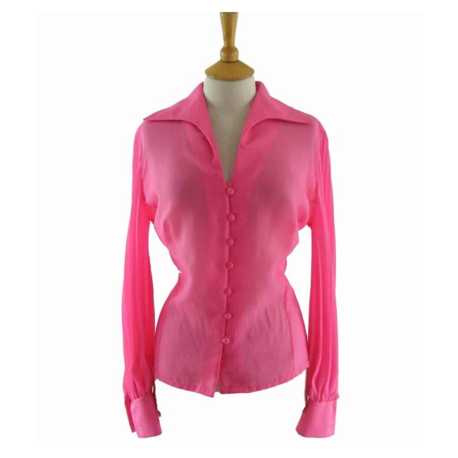 60s-Pink-Blouse-With-Pleated-Sleeves