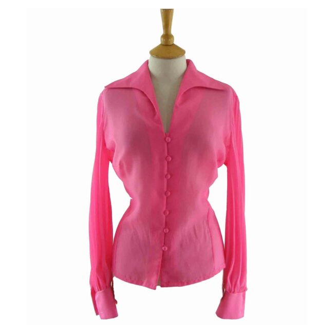 60s-Pink-Blouse-With-Pleated-Sleeves