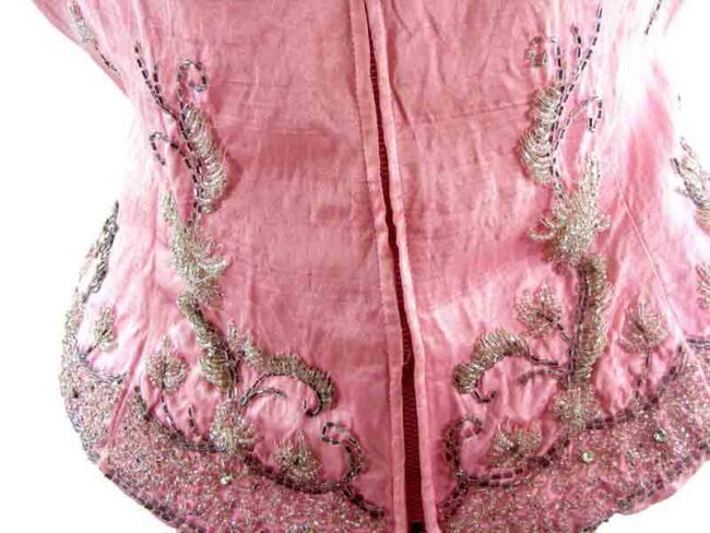 60s Pink Silk Beaded Top - Image 3