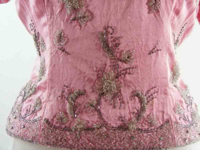60s Pink Silk Beaded Top - Image 2