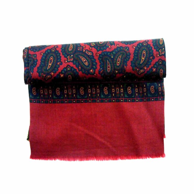 60s Silk Wool Mix Paisley Scarf