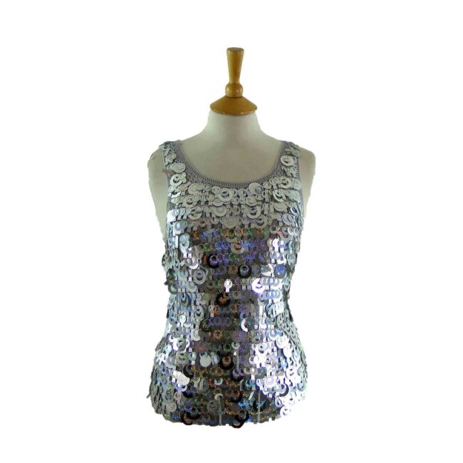 60s Style Crotchet Metallic Top