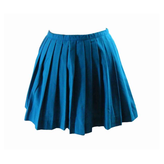 60s Turquoise Pleated Mini Skirt - 8