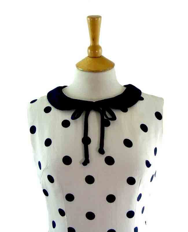 60s White Polka Dot Dress - Image 2