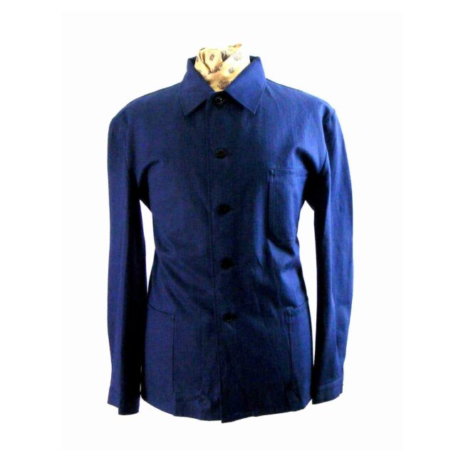 60s Dark Blue Cotton Workwear Jacket - L
