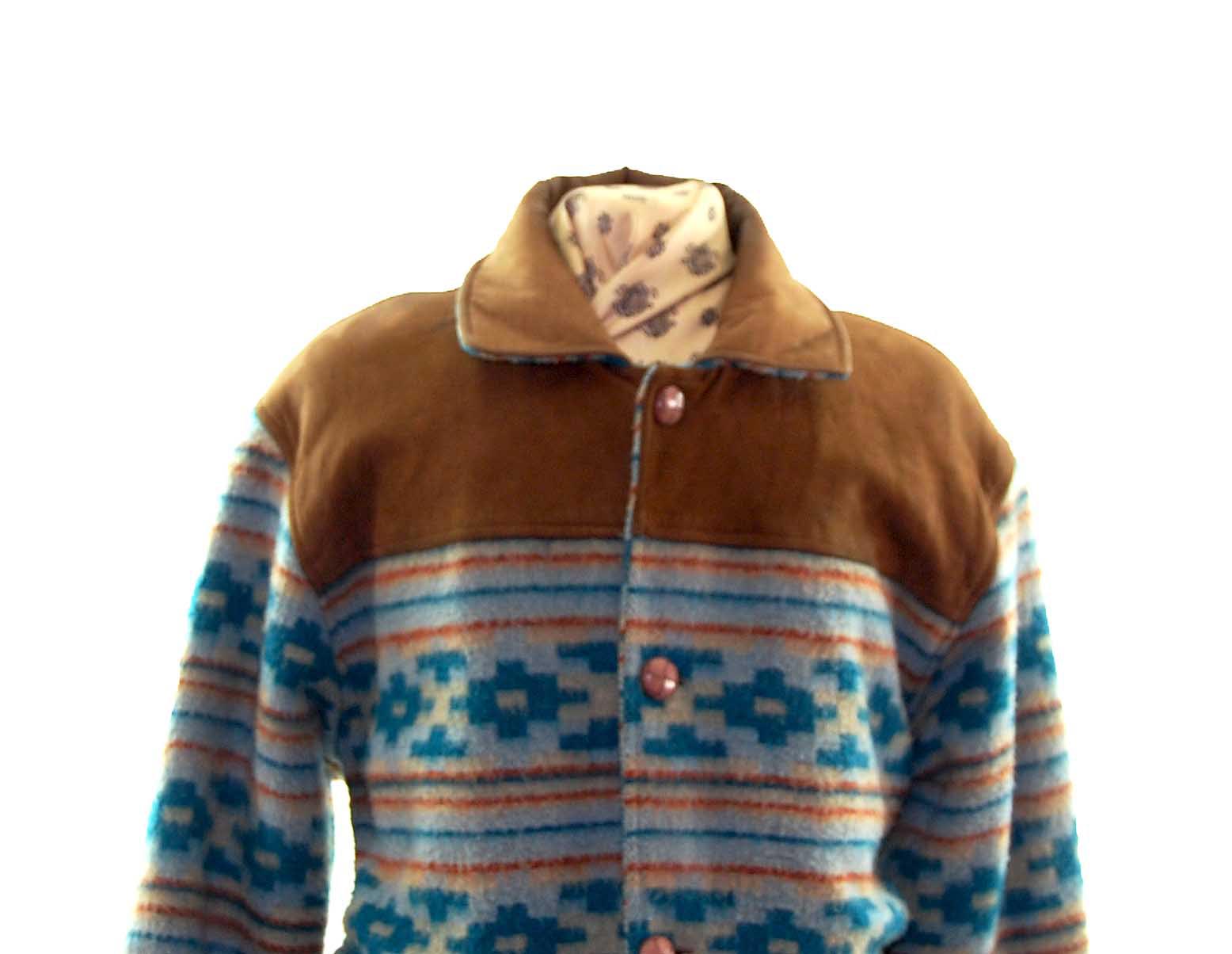 Aztec Print Jacket Mens L Blue 17 Vintage Clothing