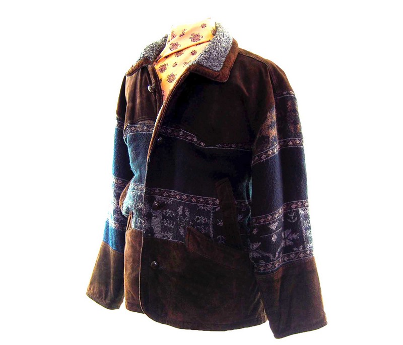 90s Aztec Blanket Jacket UK L Blue 17 Vitage Fashion