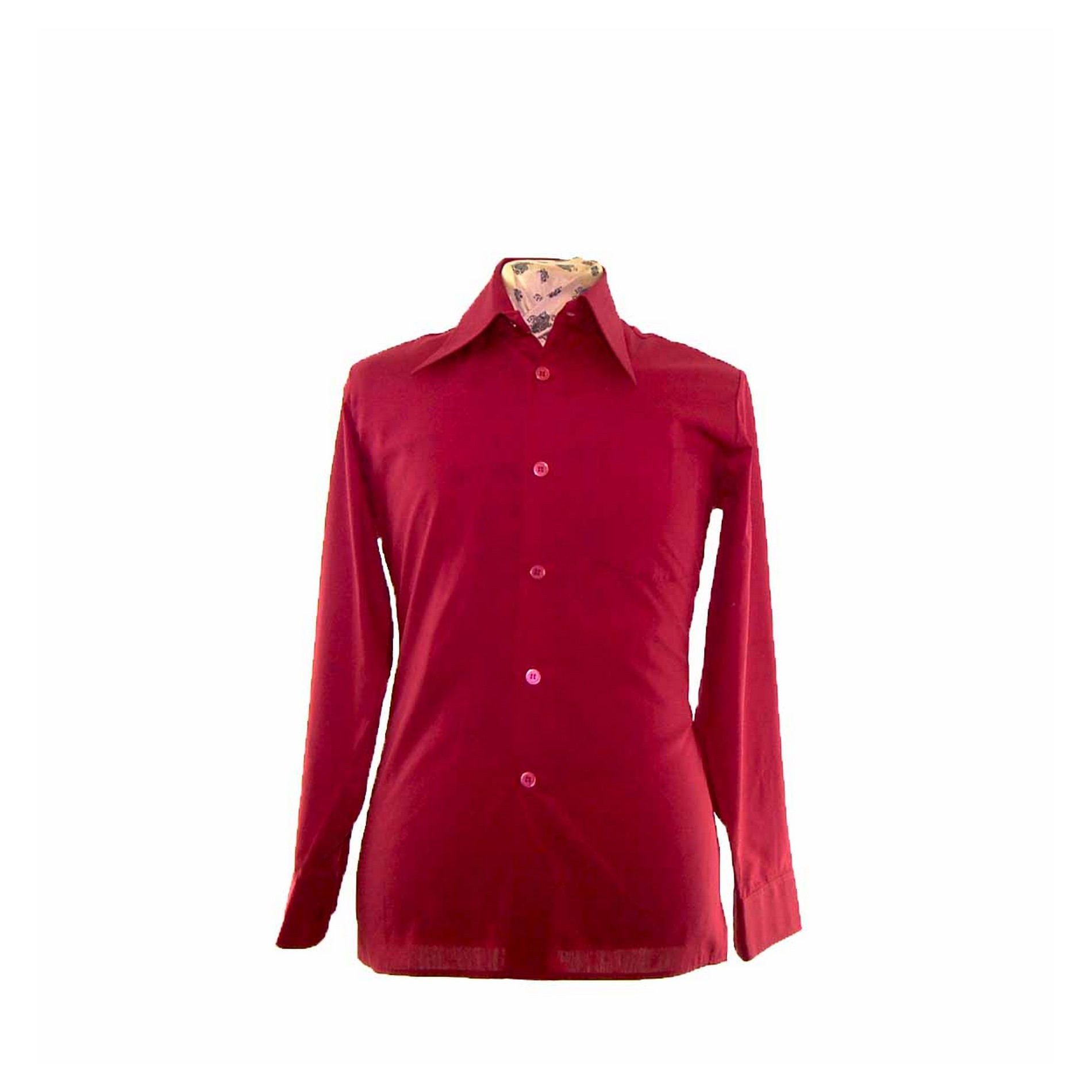 70s Bergundy Long Collared Shirt - L