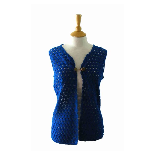 70s Blue Crotchet Gilet - 10