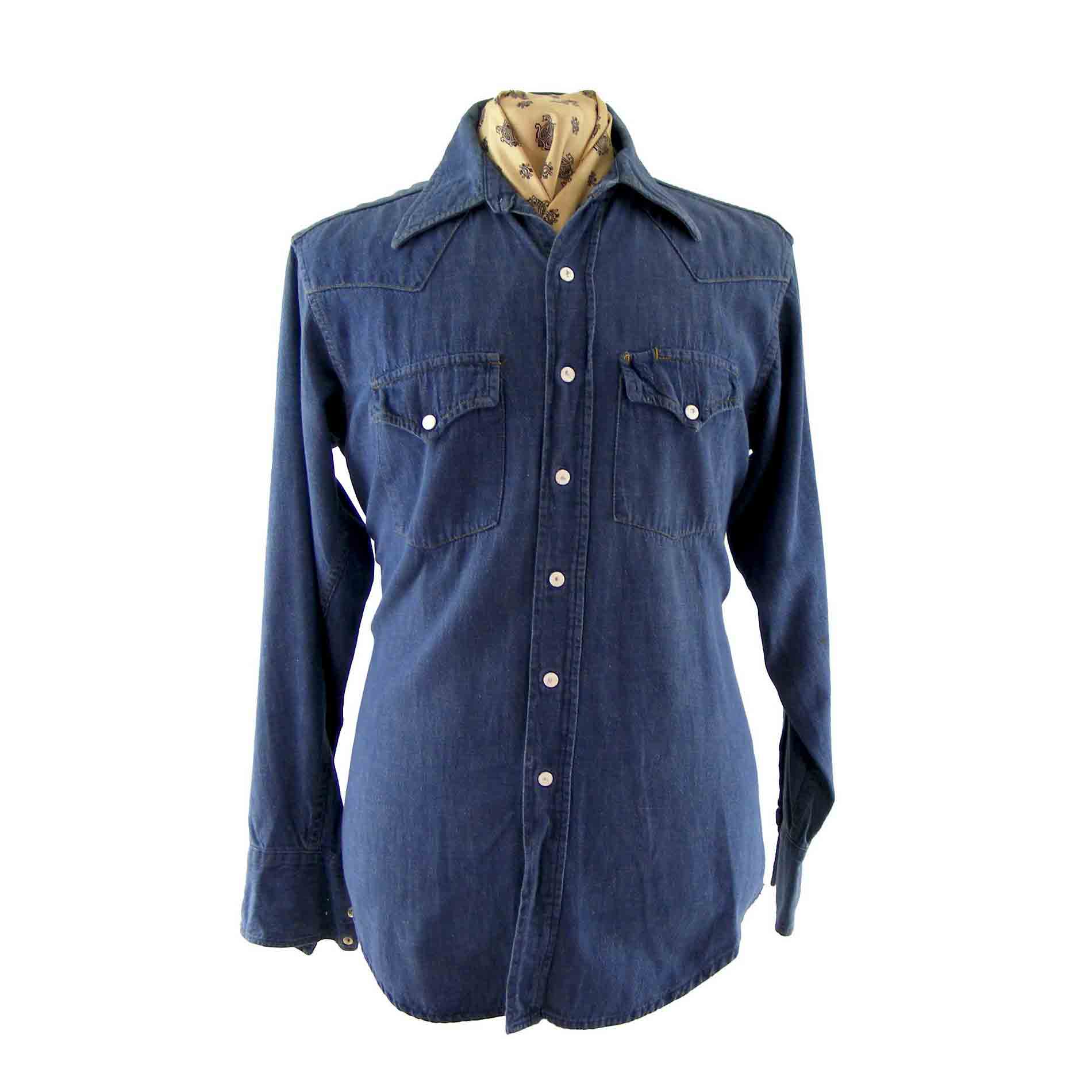 70s Blue Denim Western Shirt