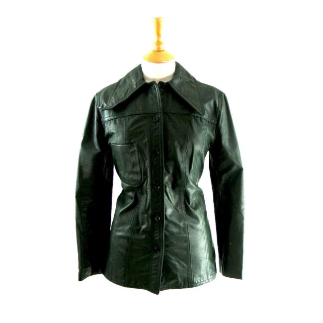 70s Bottle Green Leather Jacket