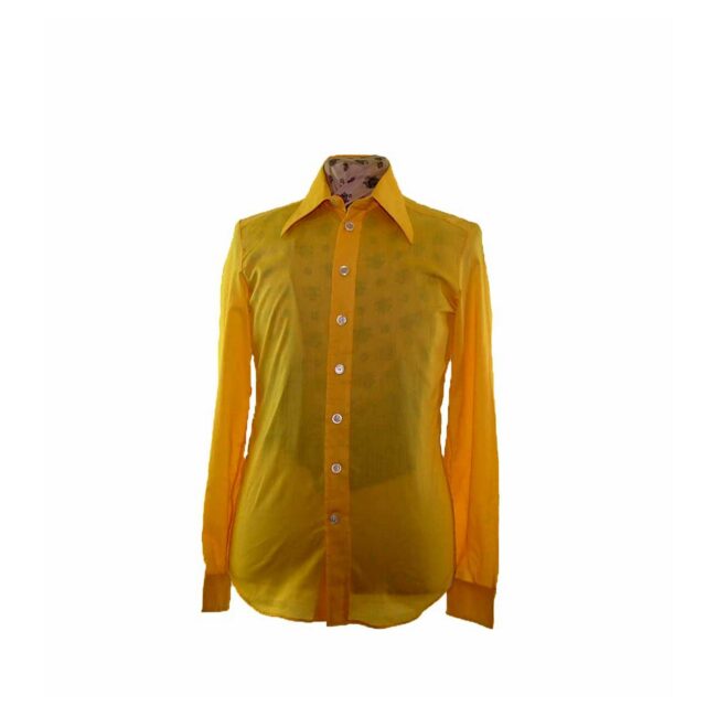 70s Canary Yellow Big Collared Shirt - M