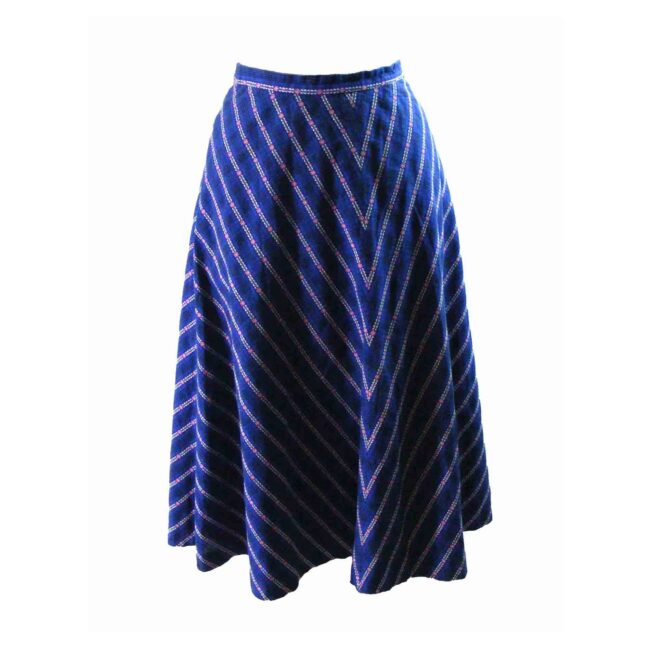 70s Chevron Patterned A Line Skirt - 10